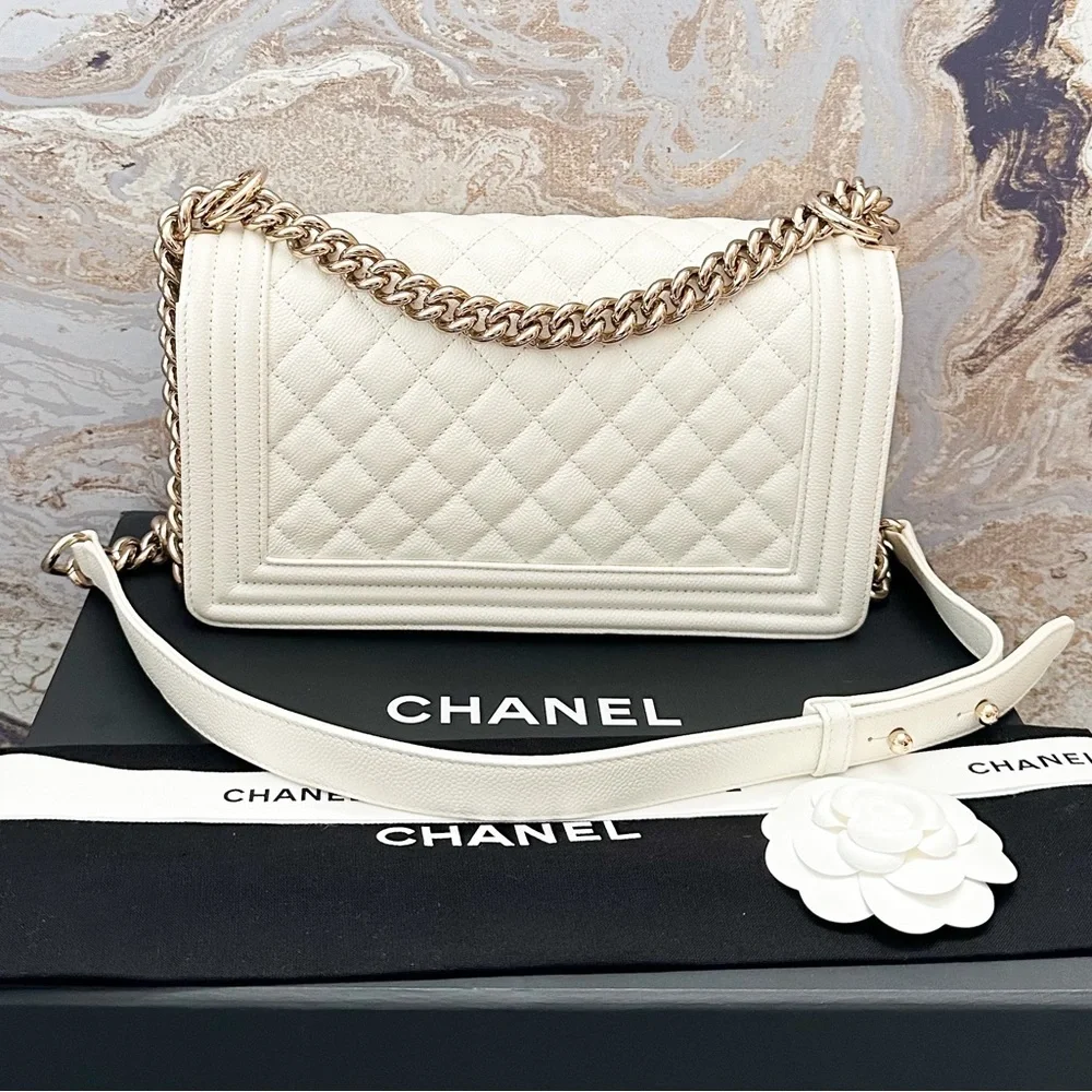 Chanel Caviar Quilted Medium Boy Leather Chain Flap Bag - Picture 2 of 16